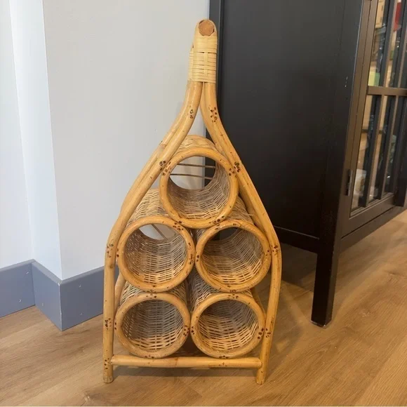 Wicker Wine Rack | Bamboo Bottle Holder | Rattan Decor - Picture 2 of 2